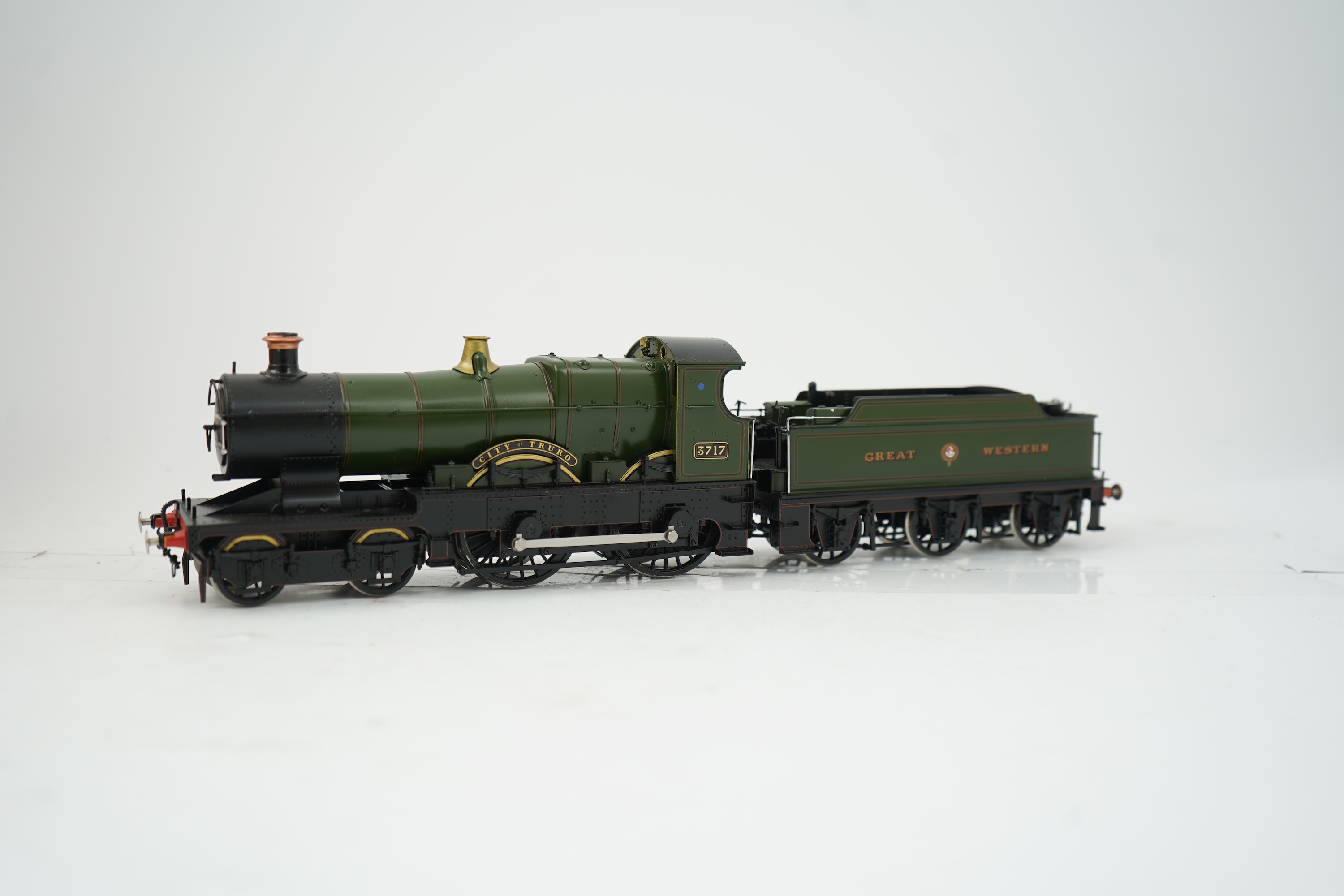 An 0 gauge Finescale Brass (by SanCheng, China) model of GWR 37xx (City) Class, City of Truro, 3717, 4-4-0 tender locomotive, powered for two rail operation, with original box.